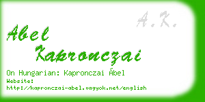 abel kapronczai business card