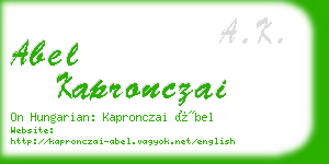 abel kapronczai business card